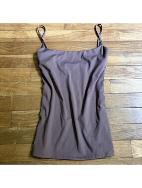 Nine West Sculpt Jersey Cami Tank Top Brown Mauve Square Neck Medium